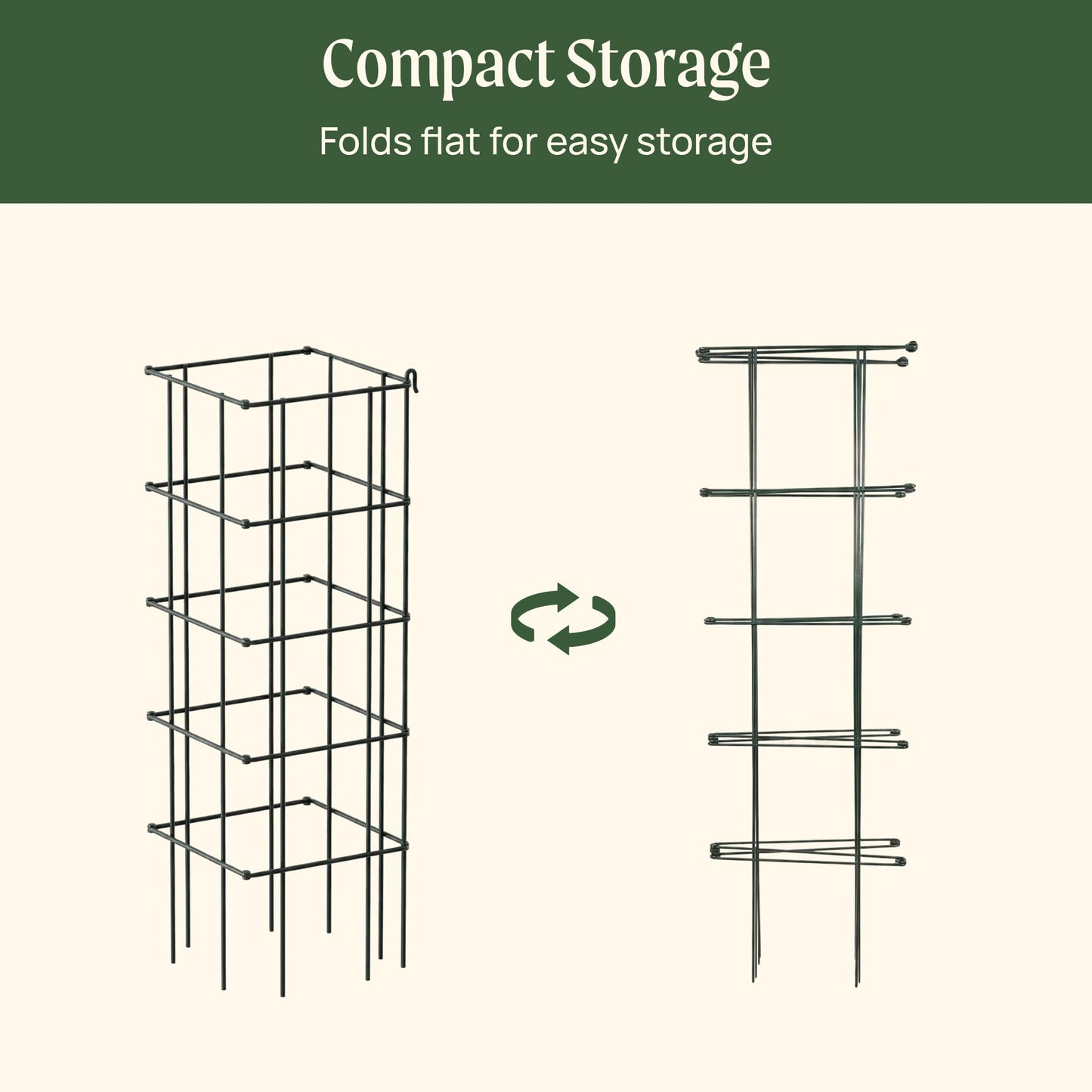 Vego Garden 4 Pack 11.5" Square Tomato Cage for Garden & Pots, Rust-Resistant Tomato Stakes Heavy Gauge Plant Cage Trellis Support for Climbing Vegetables Plants