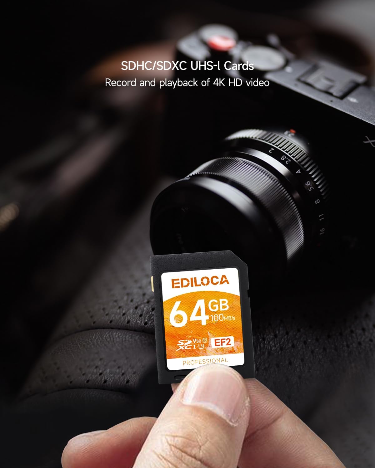 Ediloca 64GB 2 Pack 90/20MB/s, C10, U1, V10, 4K 64GB, EF2-2PCS UHS-I SD Card UHS-I Memory Card Fast Storage, Read/Write