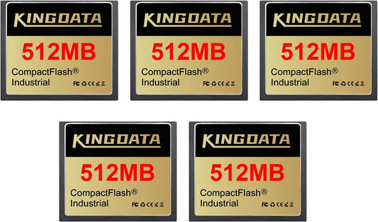 KINGDATA 5pack 512MB FAT16 Industrial Compact Flash Memory Card Type I for Industrial Equipment Vintage Digital Cameras