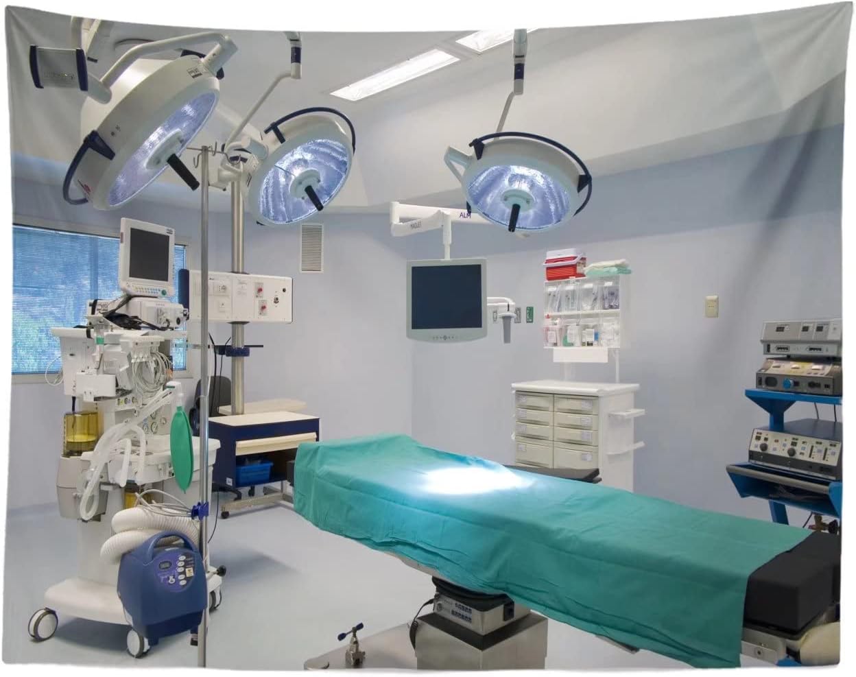 BELECO 5x3ft Hospital Backdrop Fabric Operating Room Backdrop Doctor Surgery Anesthesia Bed Sickbed Medical Equipment