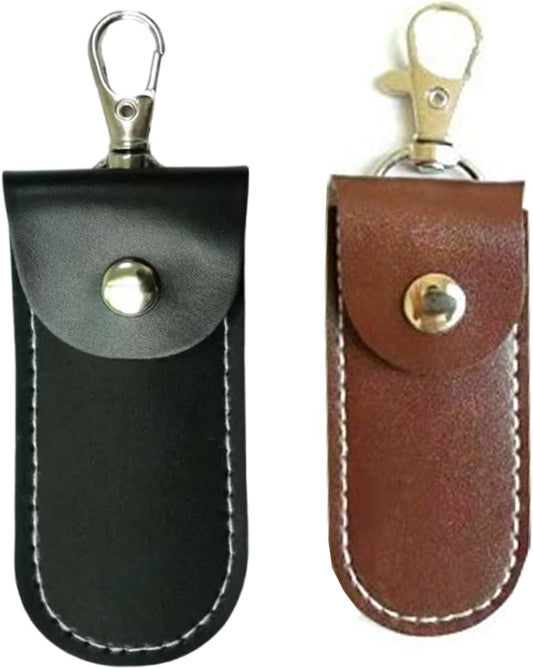 MUZZIOU 2 Anti Lost USB Flash Drive Leather Holder, Pcs Leather USB Protective Case for Alloy Shark Buckle Lightweight
