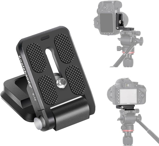 1/4 Inch Camera(K-12) koolehaoda Foldable L-Shaped Quick Release Plate Camera L Bracket Vertical Horizontal Switching
