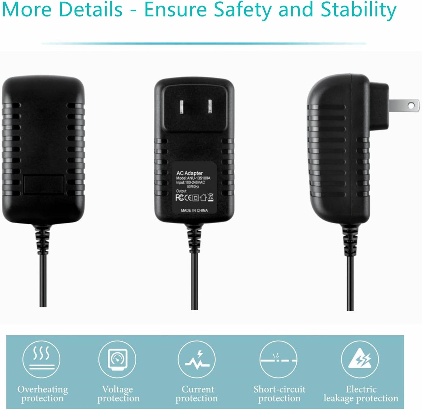 Dysead DV704 DV708 DV7041 DV7082 4 8 1080p AC/DC Adapter Compatible with Channel Analog HD System DVR Power Supply Cord