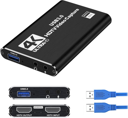 dobestyou 4K 3.0, 1080p 60fps, PS5, Capture Card Black for Streaming, Recording & Gaming Video Capture Device with USB