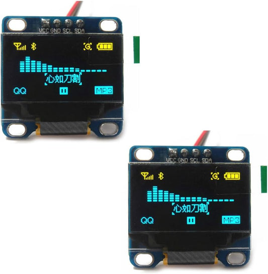 DIYmall 0.96 Inch I2C 128x64 SSD1306 51 Msp420 STIM32 (Pack 2pcs) Blue Yellow OLED Display Module Serial IIC Screen