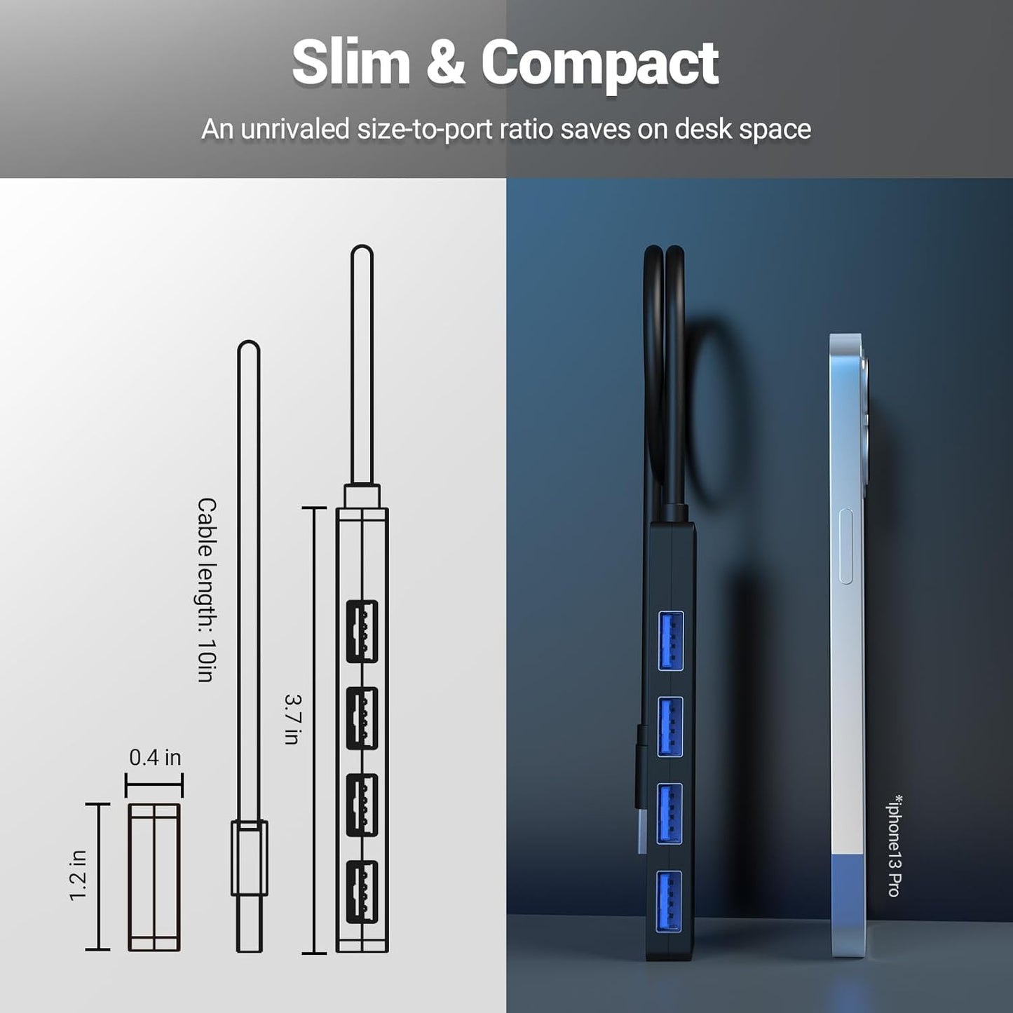 Tymyp 3.0 4 5Gbps, USB Hub, Port USB Hub, Swift Data Transmission at Swiftly Expand Laptop Connectivity for Flash