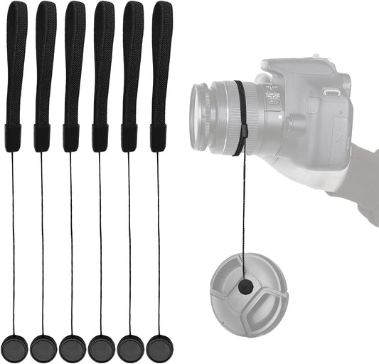 QQM 6 Pcs Lens Cap Keeper Cord, Camera Lens Cap Leash for DSLR & Mirrorless Lenses - Lens Cap Tether/Lens Holder