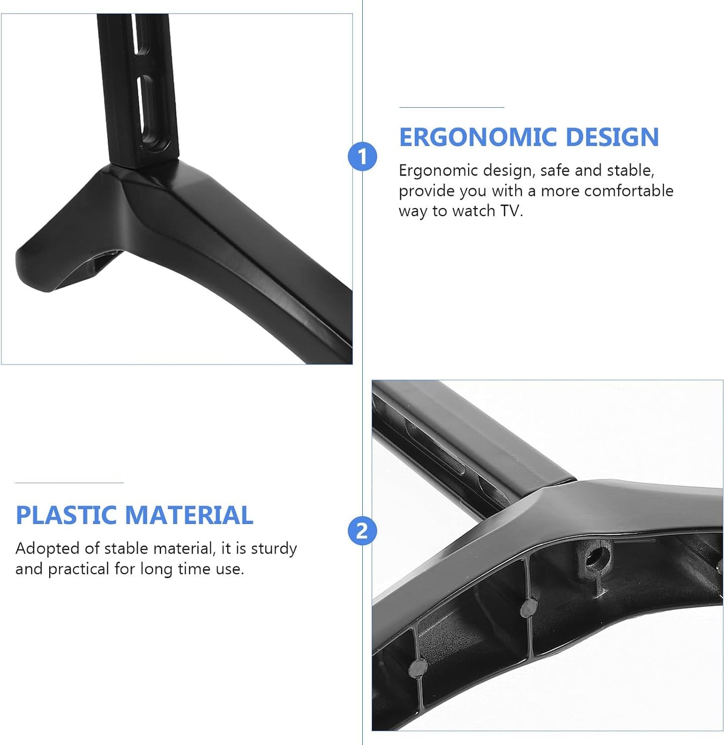 SHINYPASING Tv Table Support Base Stand with Screws Black Non-Drill Desktop Holder Bracket for Flat Screen Tvs Suitable