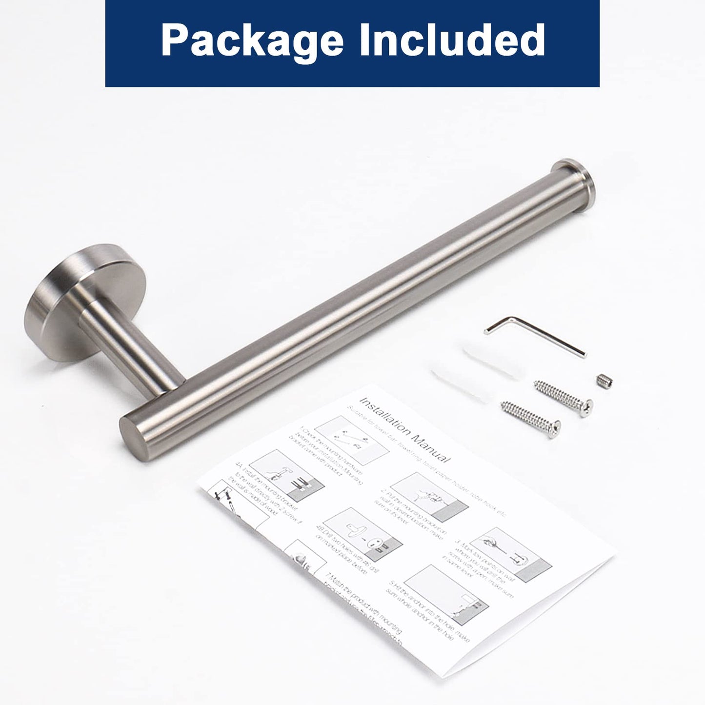 NearMoon Hand Towel Holder/Towel Ring, Thicken Stainless Steel Hand Towel Bar for Bathroom, Rustproof Wall Mounted Towel Rack, Contemporary Style Bath Accessories, 9 Inch (1 Pack, Brushed Nickel)
