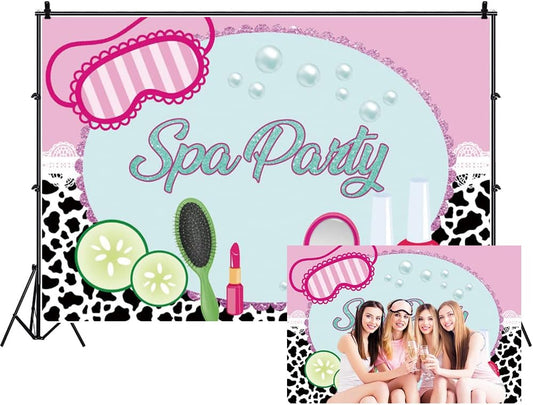 DORCEV 7x5ft Spa Party Decorations for Girls Spa Party Backdrop Sweet Pink Party Background for Photography Makeup