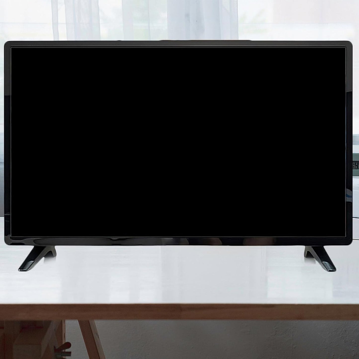 Luxshiny TV Stand Replacement Base with Screws Stable Black TV Holder Pedestal for Desktop Use for Living Room