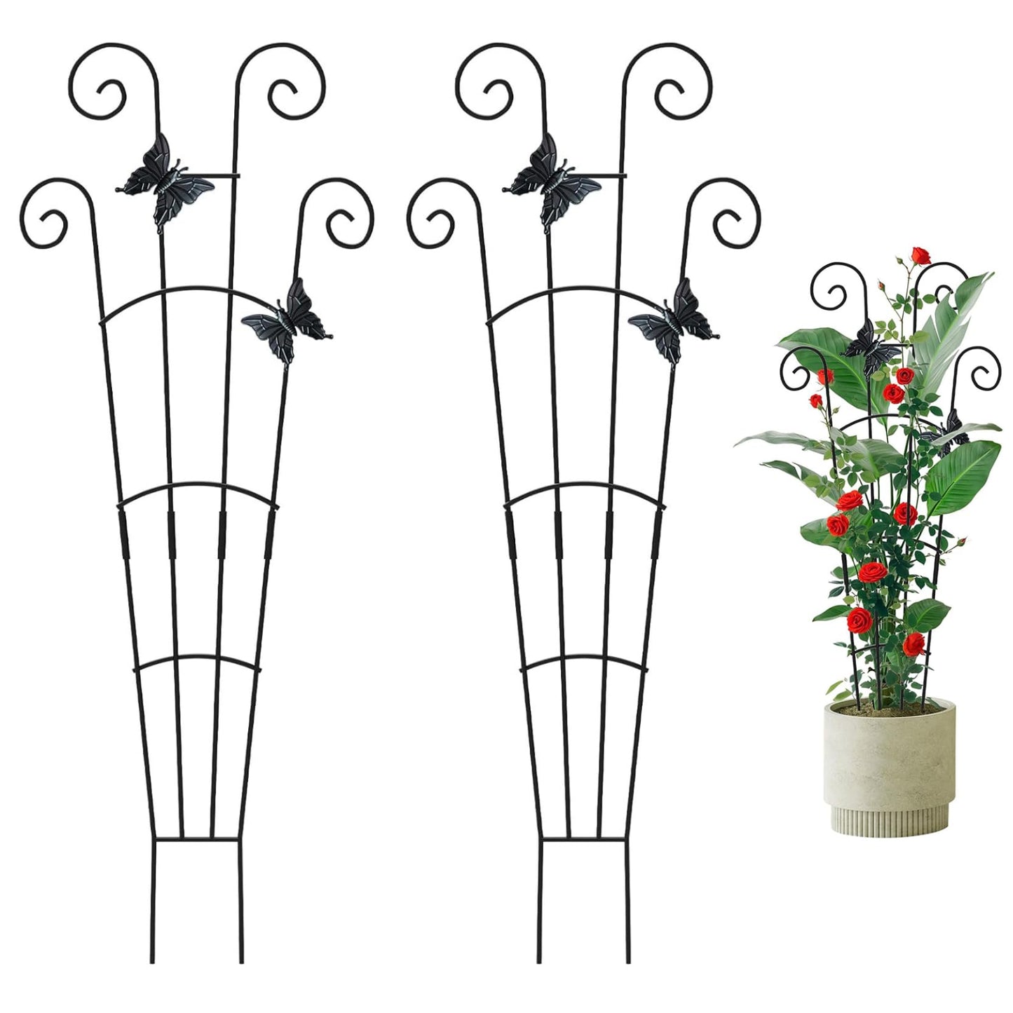 Plant Trellis 2 Pack Trellis for Potted Plants, 30 Inch Tall Butterfly Indoor Plant, Expandable & Rust-Resistant Metal Climbing Support for Vines