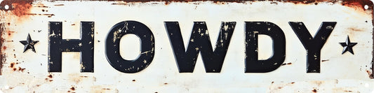 FWBOYSV Vintage Tin Howdy Sign Retro Metal Sign Suitable For Home Street Shop Garage Bar Farm Garden - Multi-Purpose Metal Sign For Indoor/Outdoor Use Plaque 4x16 Inch