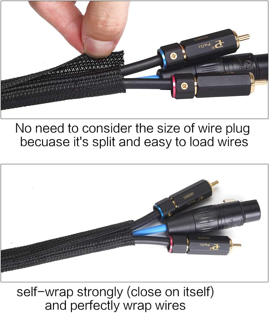 Alex Tech 25ft 1/2 inch - Cord Protector Wire Loom Tubing Cable Sleeve Split Sleeving For USB Cable Power Cord Audio