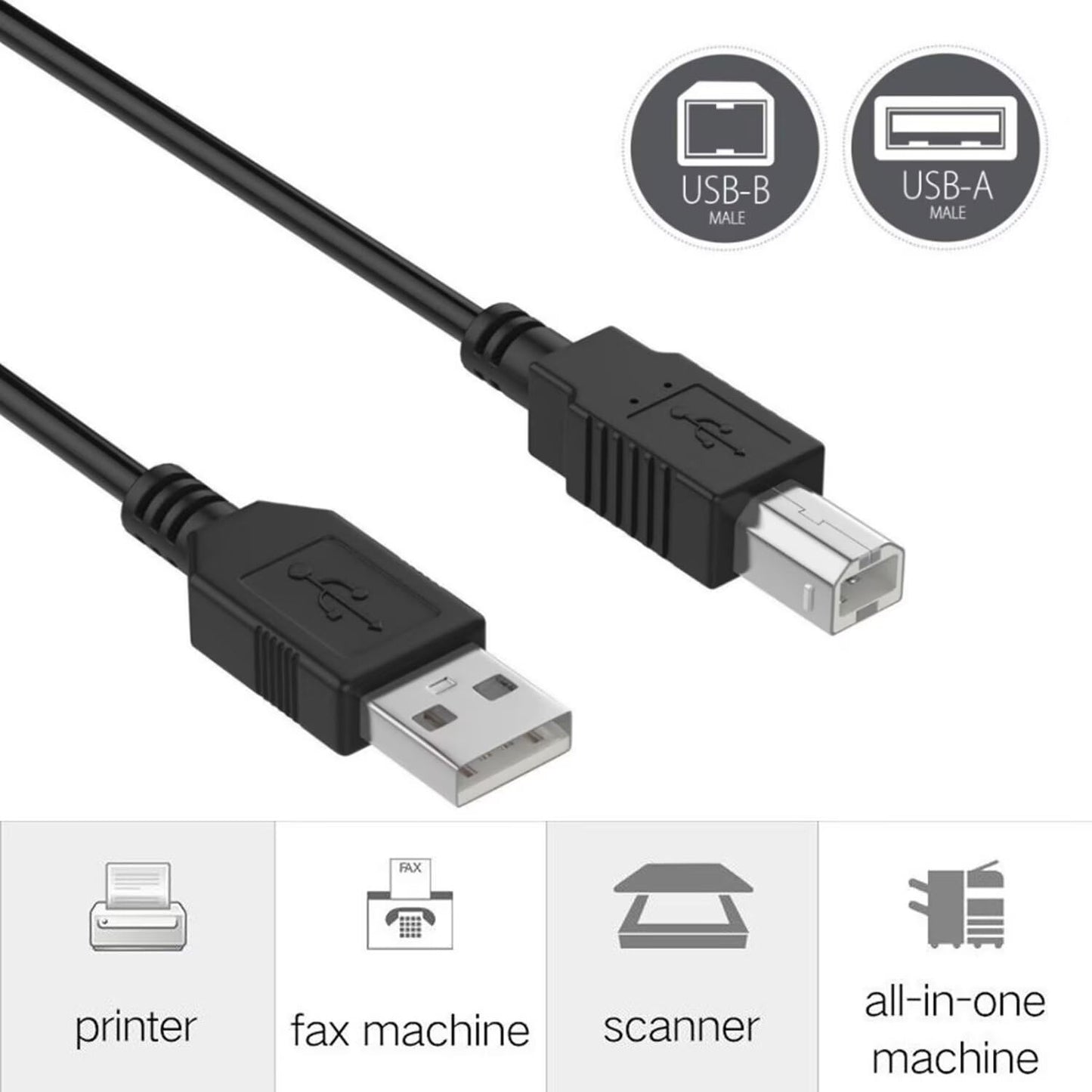 MDCGPower 6ft A526 C4280 C5280 USB Cable PC Laptop Data Sync Transfer Cord Compatible with HP Photosmart All-in-One