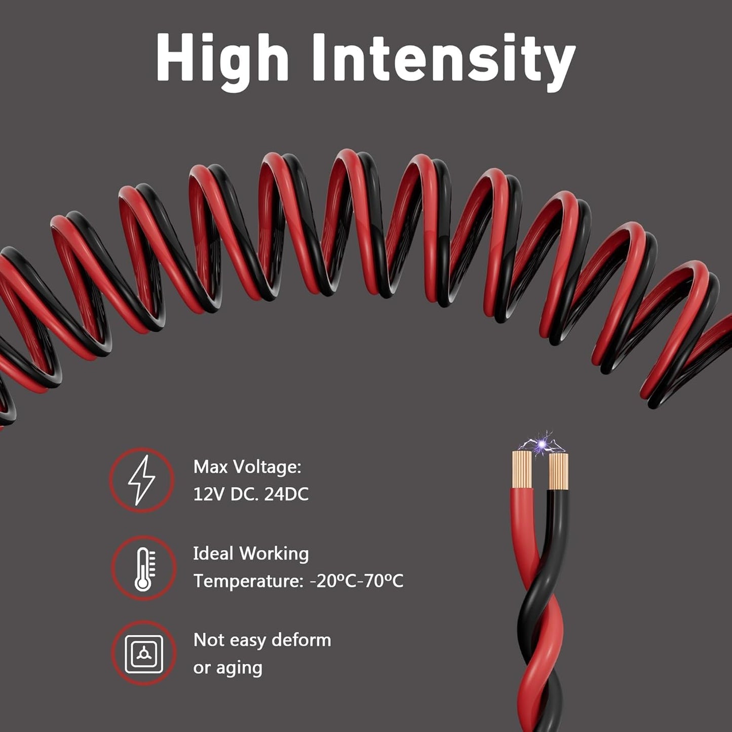 16/2 20 12V/24V 16AWG HiFind Gauge FT Red Black Hookup Electrical Wire Cable LED Strips Extension Cord DC, Flexible