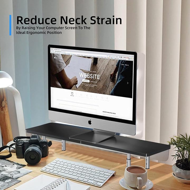 3 Notebook(MST016L) suptek Dual Monitor Stand Riser,Large Monitor Laptop Stand Riser Adjustable Heights Computer Stand