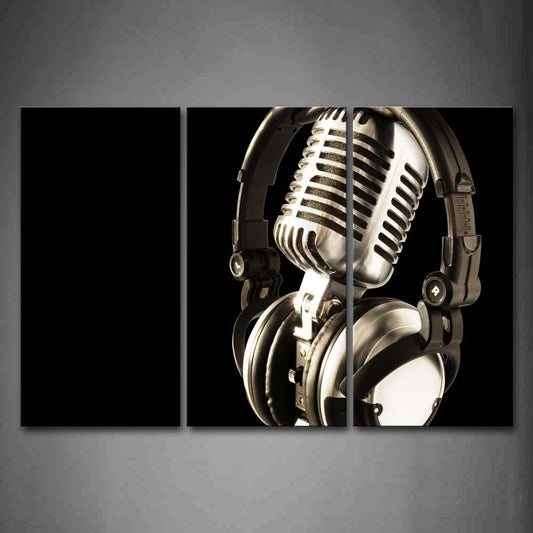 Firstwallart Headphone And Microphone Hangs On It Wall Art Painting The Picture Print On Canvas Music Pictures For Home Decor Decoration Gift