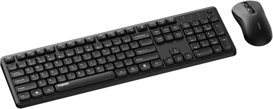 Rapoo X2100 2.4GHz 12 Quiet Wireless Keyboard and Mouse Combo, USB Receiver, Multimedia Keys, Spill-Proof, Full-Sized