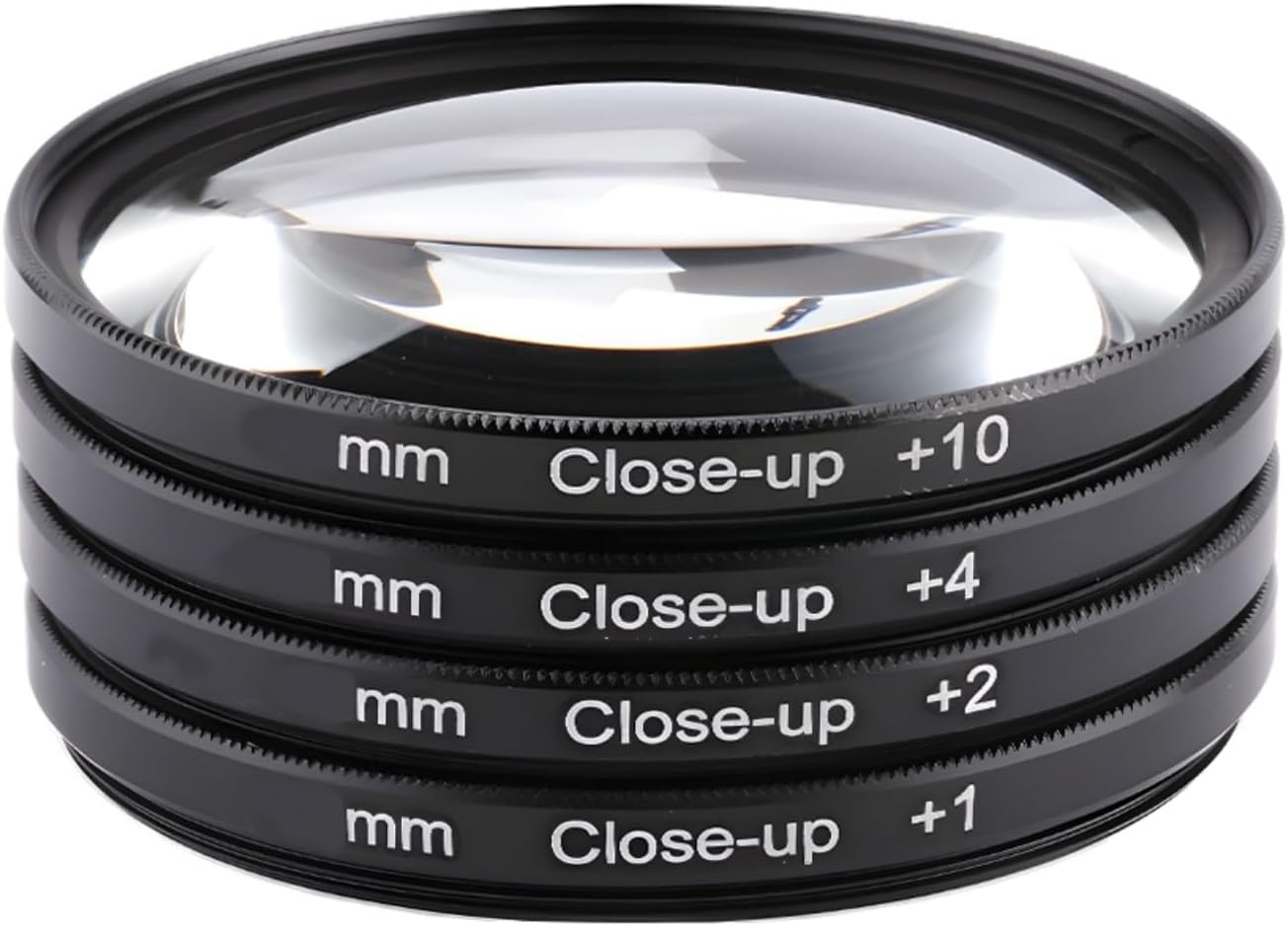 YOFOTIXAUU 58mm 4 (+1 +2 +4 +10) Set, (58mm) Close-Up Lens Filters Kit Pieces Macro Filter Lens Cap & Cleaning Cloth