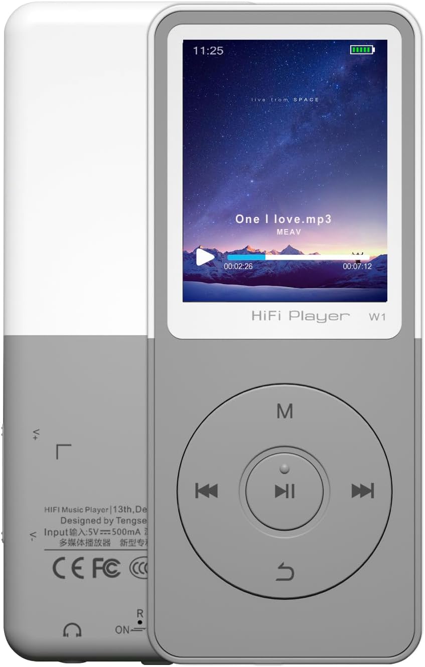 Tengsen Mp3 Play,1.8" Mp3 68GB) Player with Bluetooth,Music Player,Fm Radio,Video,Recording,Photo View,E-Book,HiFi