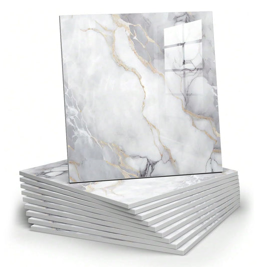 Chejiaye 22pcs Marble Peel and Stick Backsplash Surface Waterproof Wall Panels,Self-Adhesive Marble PVC Foam Wall Panels for Kitchen, Bathroom - 11.8"x11.8" Kitchen Tile(Not Real Tiles,Colorful)