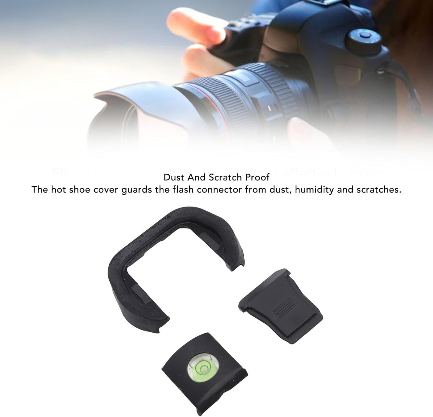 Camera Eyecup Hot Shoe Cover Spirit Level Kit, Soft Silicone Viewfinder Bubble Level for Mirrorless DSLR Cameras