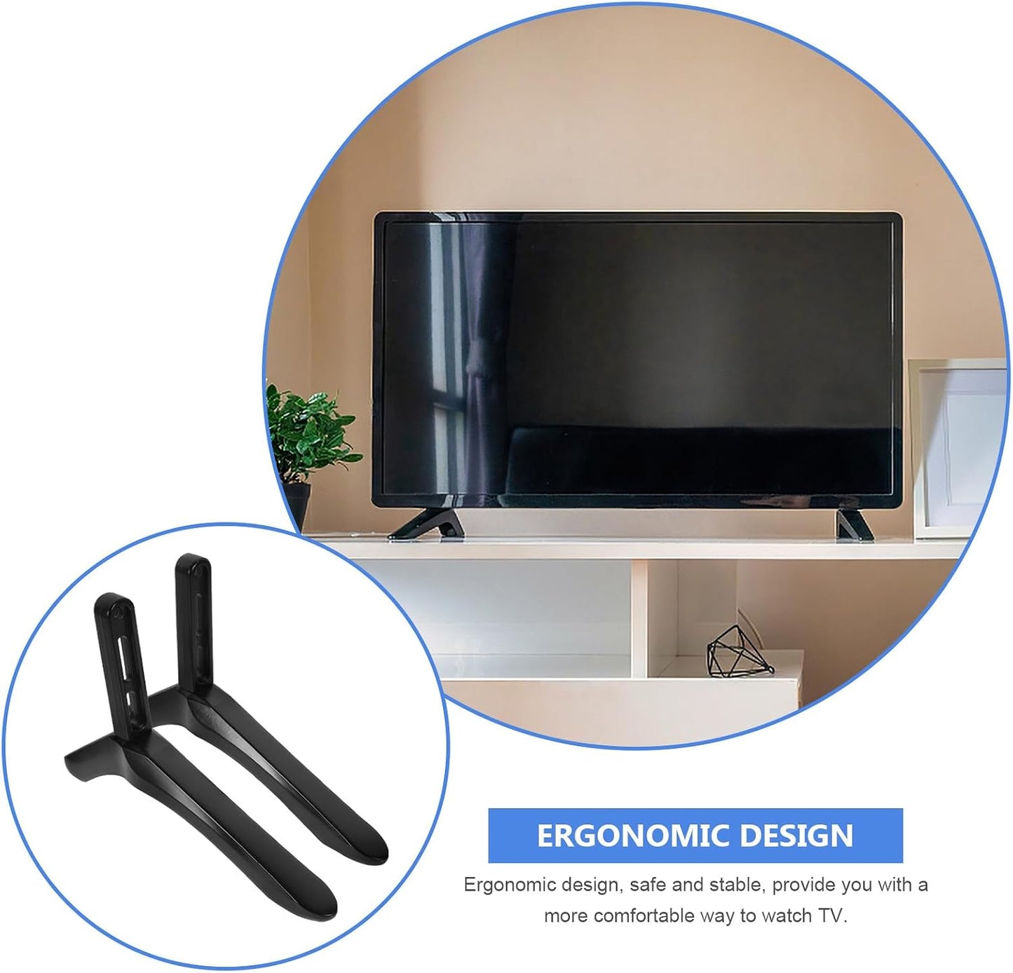KICHOUSE Setup Tv Base Pedestal with Screws Black Tv Holder Table Support Stand Stand Suitable for Living Room