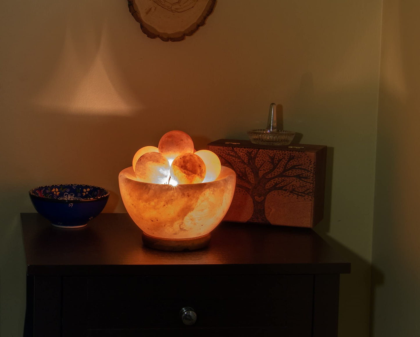 Spantik Himalayan Fire Bowl Salt Lamp with 6 Massage Balls Premium Quality Authentic from Pakistan
