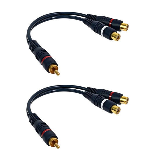 Dirvcp 1 2 RCA Audio Splitter Male to Female with Gold-Plated Connectors for Lossless Sound - Home Theater & Subwoofer