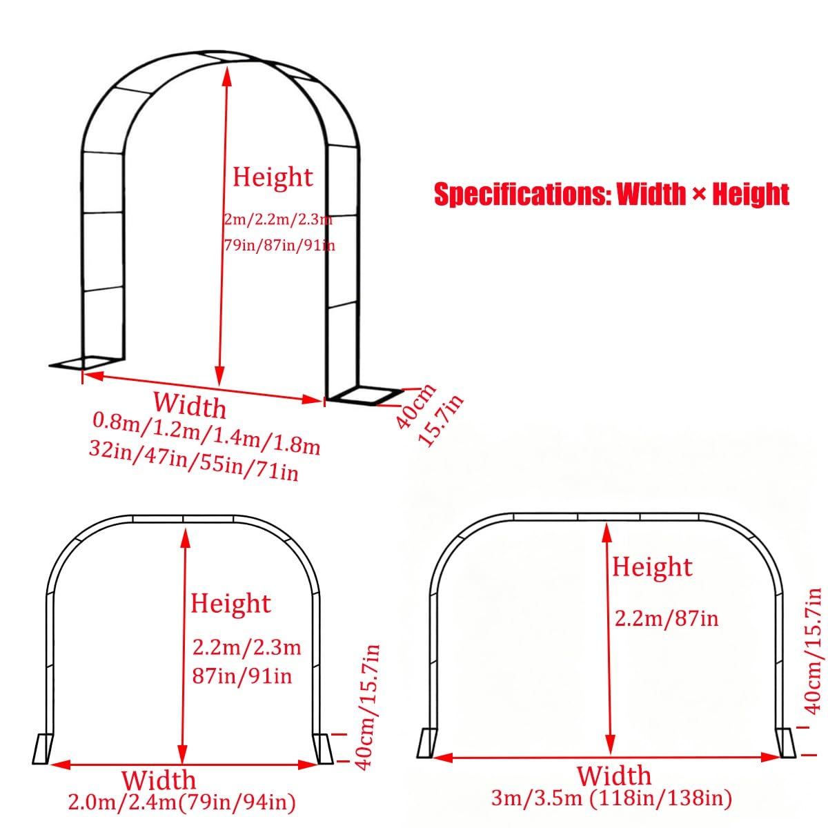 Garden Arch Trellis for Climbing Plants, Metal Outdoor Archway Arbor Stand Frame for Wedding Ceremony, Backyard Raised Bed Cucumber Vines, Floral Decorations 4.6ft 7.8ft 11ft(Green,W7.87ft*H7.22ft)