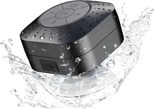 Densleonis Portable Bluetooth Shower Speaker, Wireless Water-Resistant Speaker with Suction Cup Bathroom Speaker