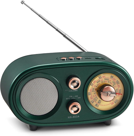 DGXWLLW MP3 Aesthetic Retro Radio Bluetooth Speaker, Vintage AM/FM/SW with Classic Dial, Cute Room Decor & Portable