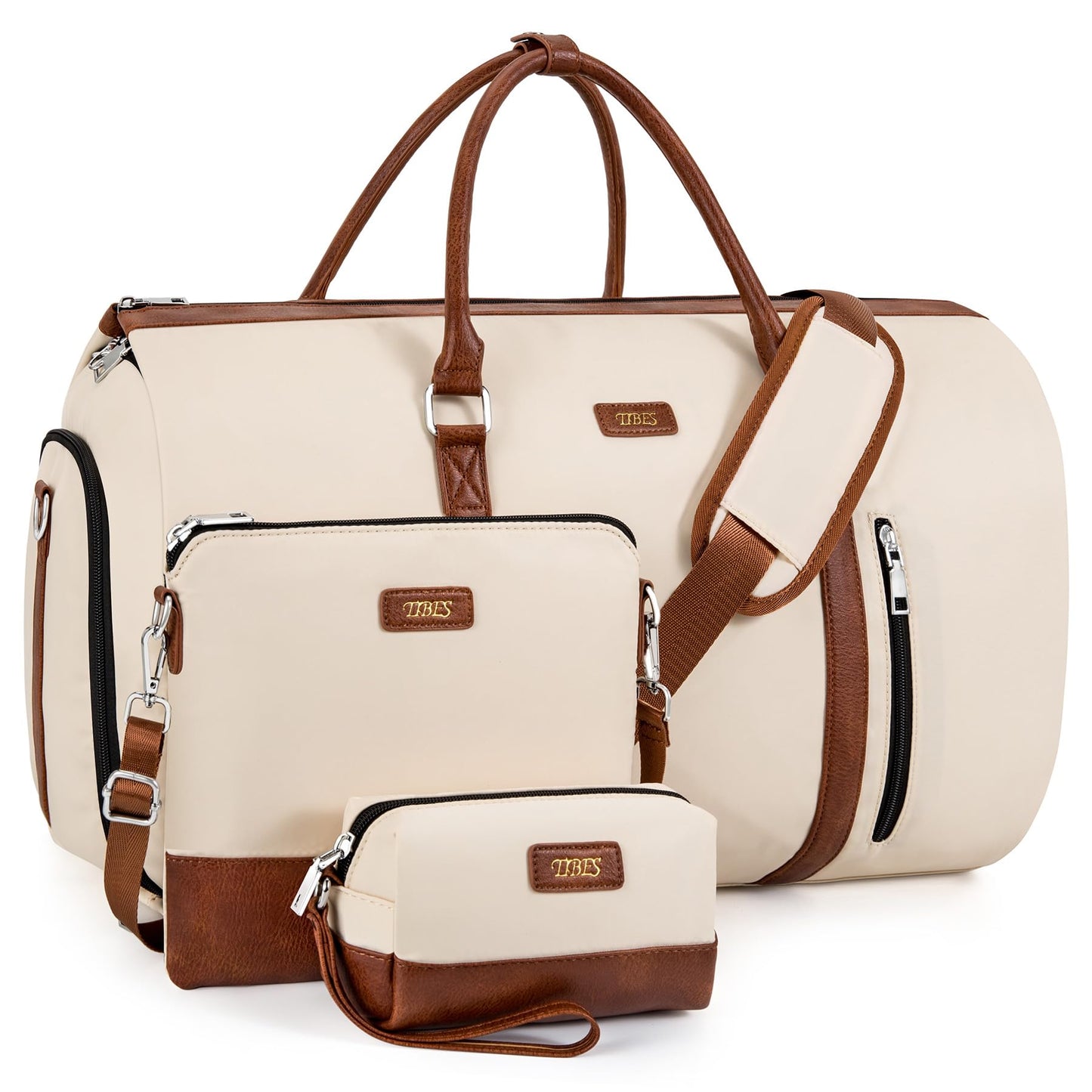 Convertible 2-in-1 Garment Bags for Travel, 50L Carry On Garment Duffle Bag With Shoe Compartment Large Weekender Bag for Women Men Hanging Suitcase Suit Travel Duffel Overnight Bags 4pcs Set