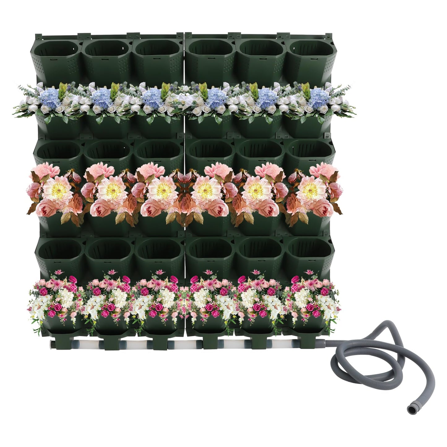 TFCFL Self Watering Wall Mounted Vertical Planter,36 Pots Self Watering Garden Growing System with Timer,Indoor Outdoor Flower Pot Holder for Herbs Vegetables Fruits