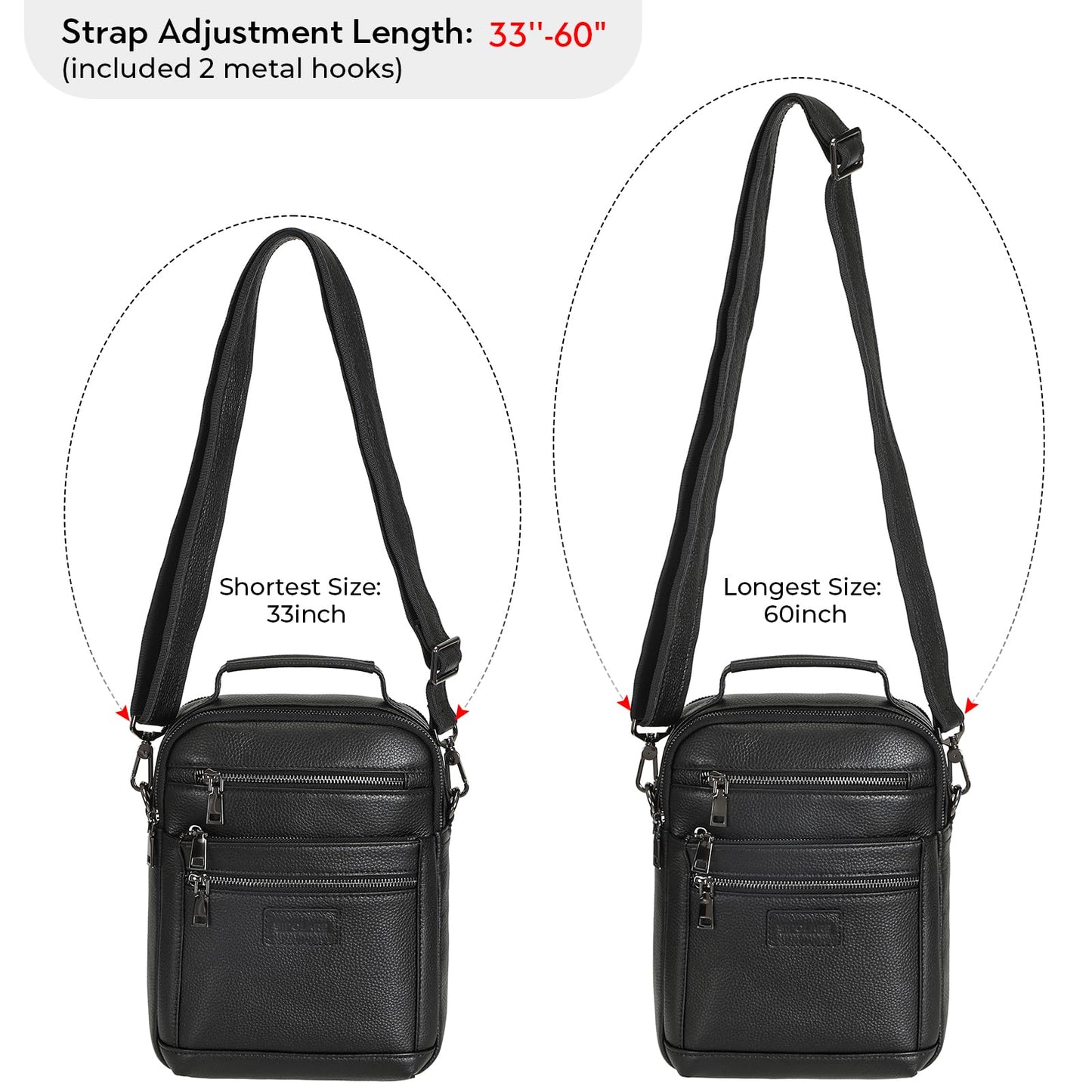 Polare Italian Cowhide Leather Messenger Bag Waterproof Chest Shoulder Crossbody Bag Casual Sling Business Handbag for Men