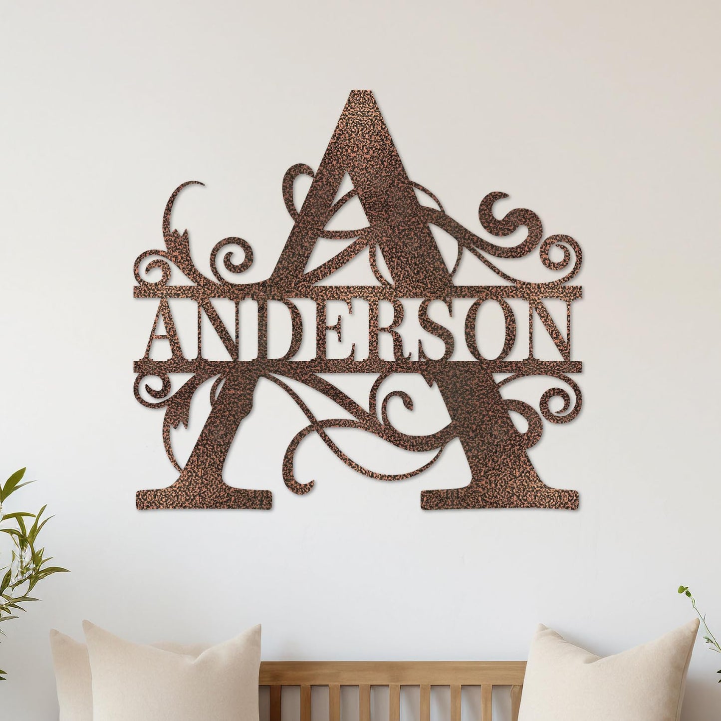 Custom Metal Name Sign | Metal Wall Art | Split Letter Monogram Wall Decor | Personalized Wedding Gift | Outdoor Sign