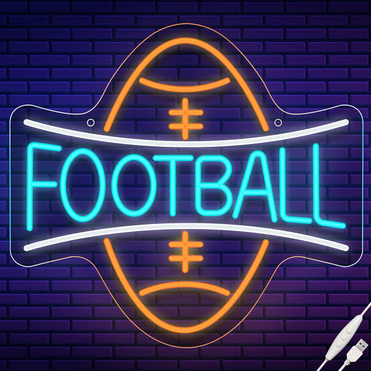 Football Neon Sign, Wootfairy Led Sport Neon Signs for Wall Decor, Dimmable Neon Light for Man Cave & Game Room Decor, Bedroom, Bar Club, Sports decor for Men, Teens