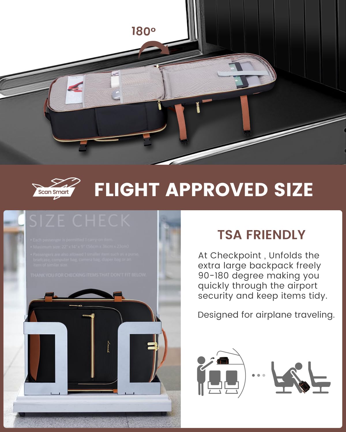 LOVEVOOK 40L Travel Backpack for Women & Men, Airline Approved Carry On Luggage with 3 Packing Cubes, TSA Overnight Bags, Waterproof Personal Item Bag, Weekender Essentials Backpacks fits 17" Laptop
