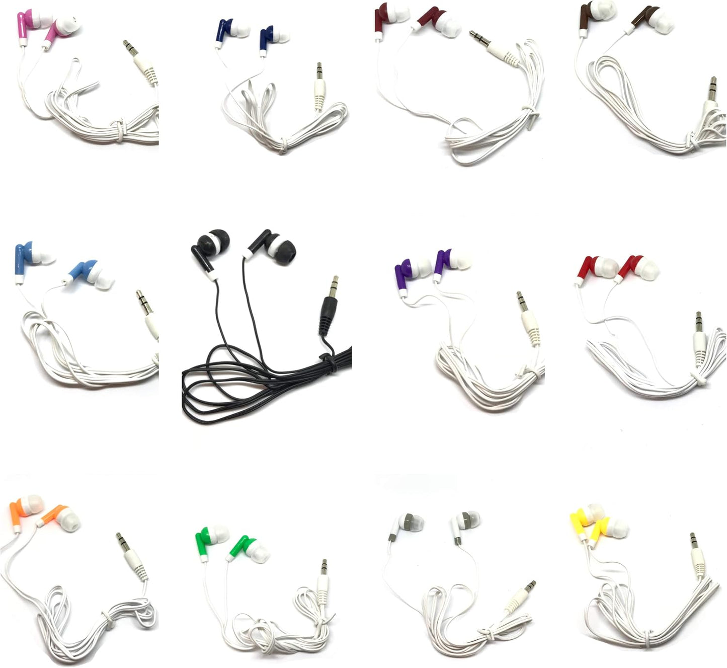 50 Pack MP3 TFD Supplies Wholesale Bulk Earbuds Headphones for iPhone, Android, Player - Mixed Colors