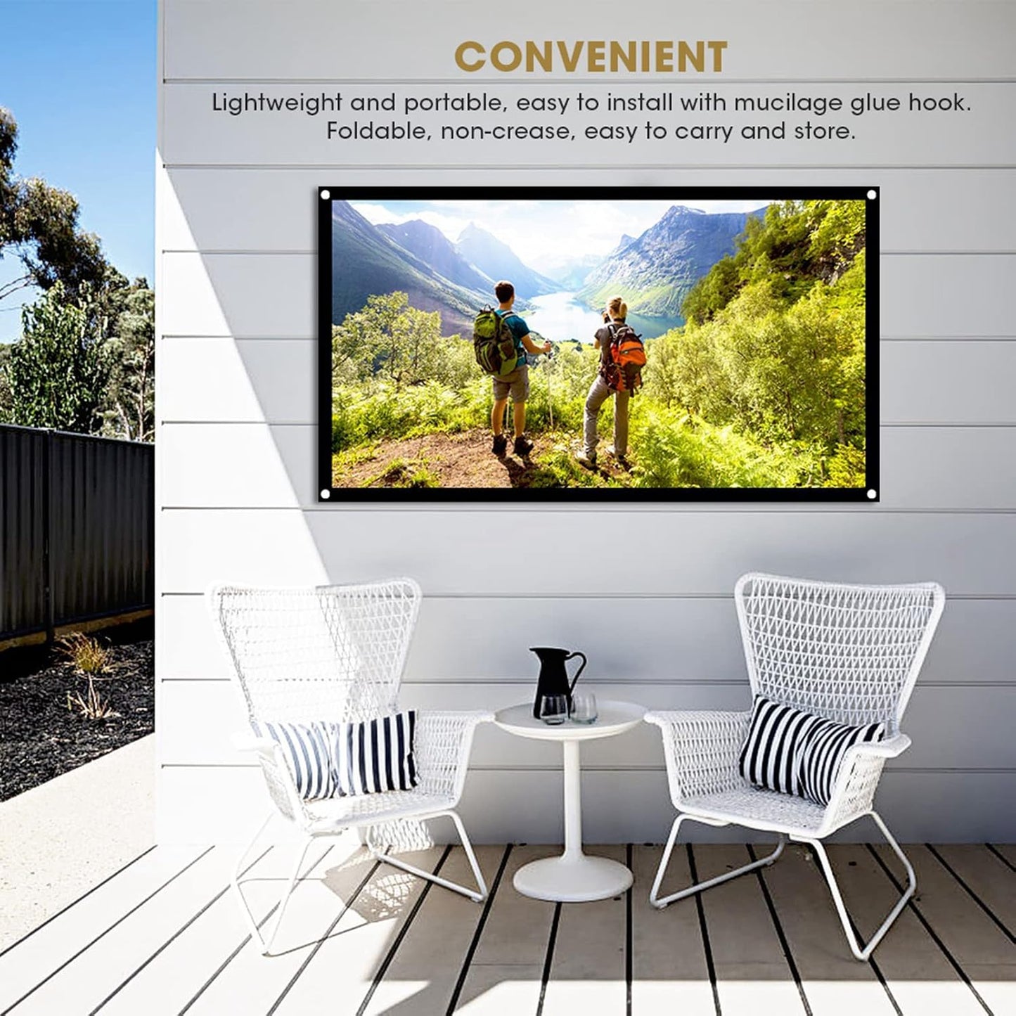 Tbest 2 60 inches 16:9 (60 Inches) Projector Screen Outdoor Side,Projector Screen Thicken Portable Non Crease Soft