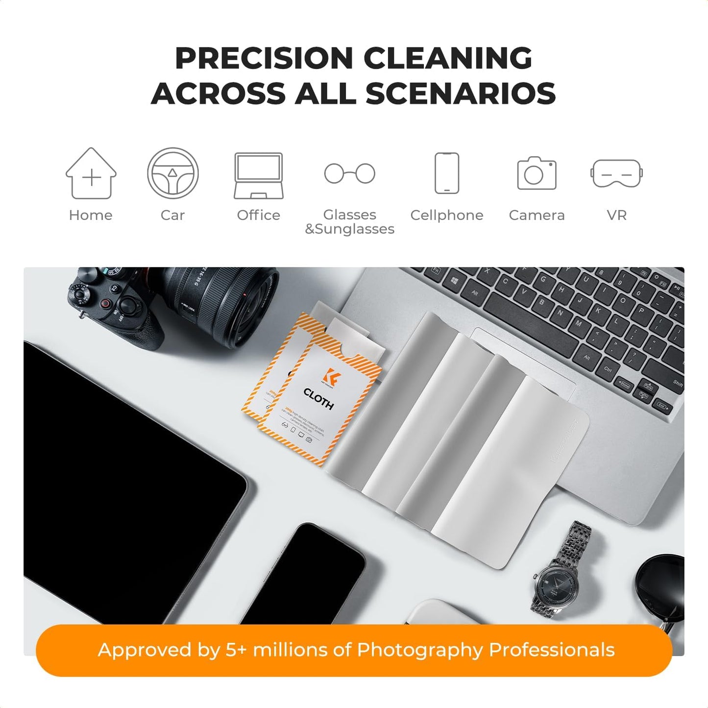 20 Pack Headset, K&F CONCEPT Lens Cleaning Cloth | Microfiber Cleaning Cloth | Camera Lens Cleaner | Camera Lens