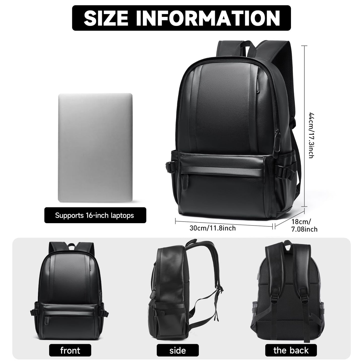 MATE ELAN Laptop Leather Travel Backpack For Men Water-Repellent Carry On Back Pack For Travel Business Work computer Backpacks Fit 15.6" Laptop