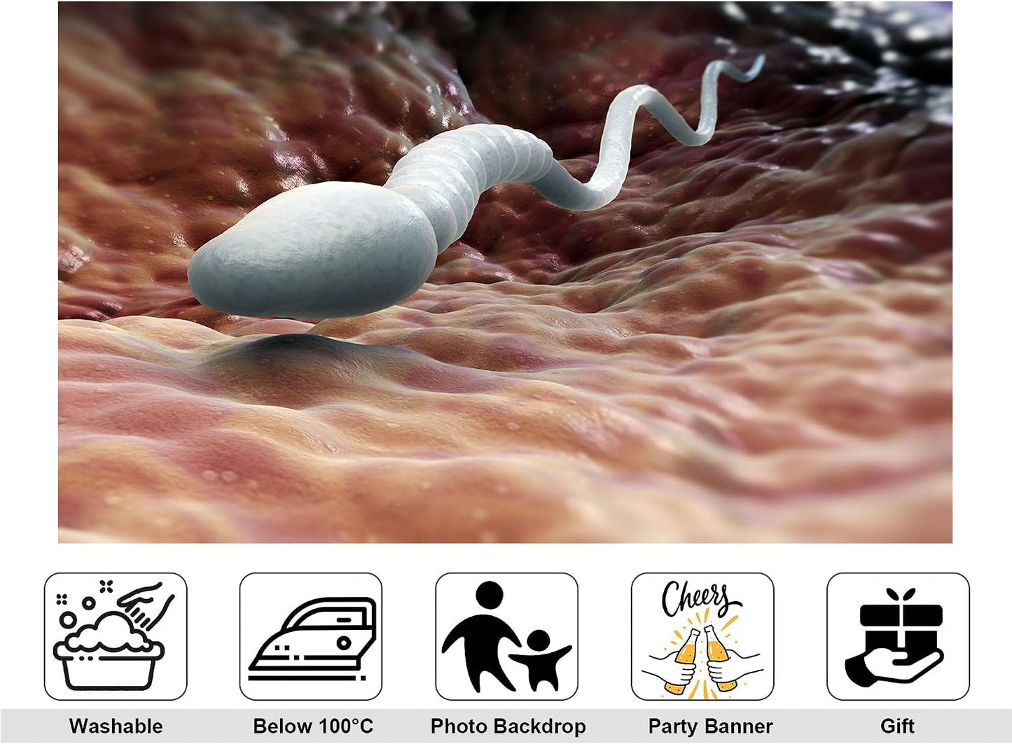 KeyWork 4x4ft Sperm Cell Backdrop Microscopic Reproductive Tissue View Photography Background for Medical Conference
