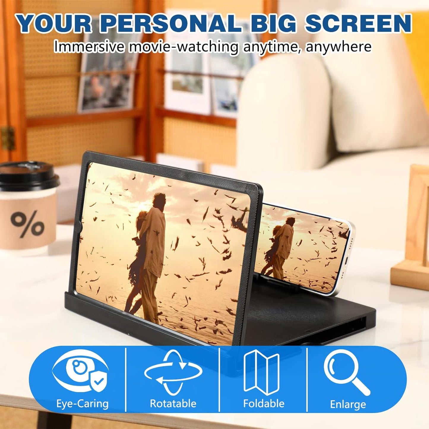 BSpecter 2026 3D (12 Screen Magnifier for Cell Phone, New HD Magnifing Screen Enlarger Projector for Movies Videos