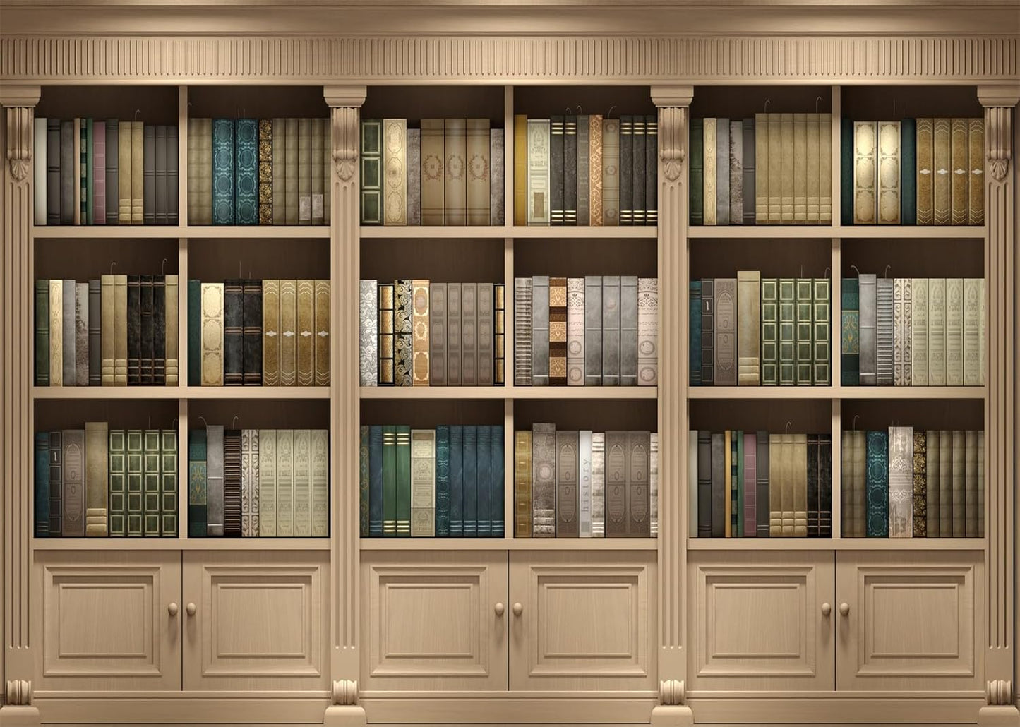 BELECO 5x3ft Fabric Vintage Wooden Bookshelf Backdrop Library Study Living Room Bookcase Books Background for Video