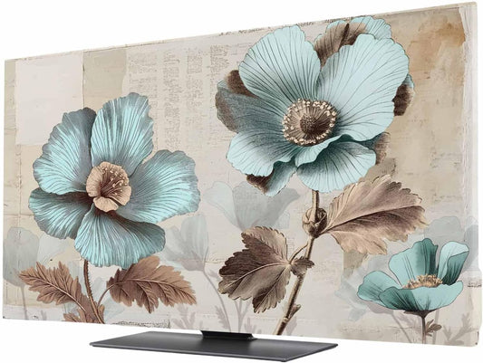 Yukro 40 Inch, 35"x22" Blue Broccoli Indoor TV Dust Cover, Vintage Flowers Victorian Style Elastic TV Dustproof Cover