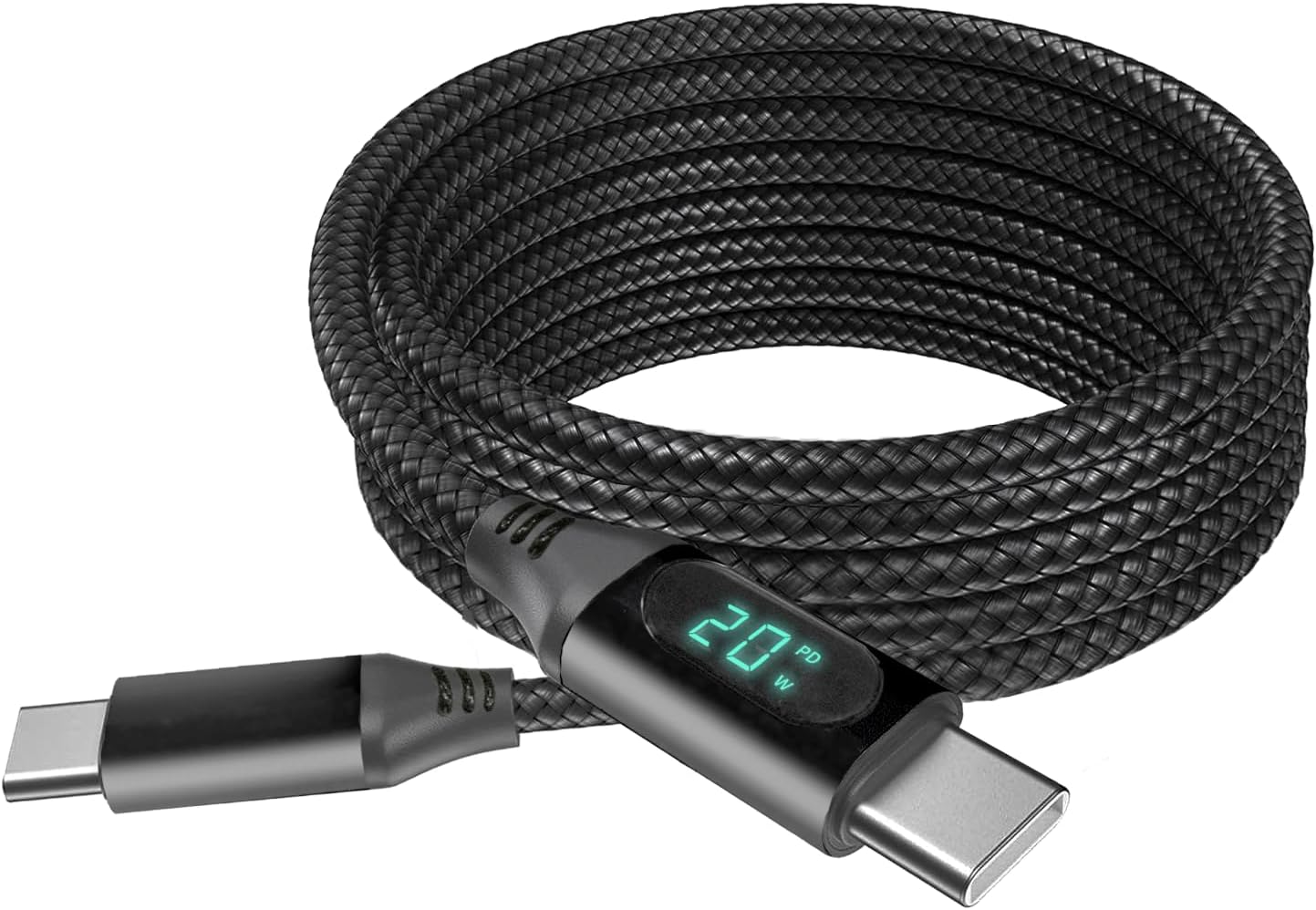 BoxWave MP3 (4GB) (6ft) (100W), Cable Compatible with PtevSoh Player - PowerDisplay PD Cable - USB-C to USB-C LED