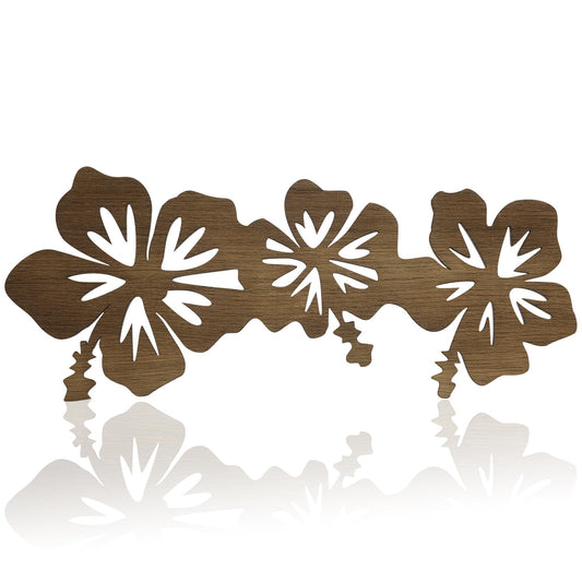Novabright Tropical Wall Decor Hibiscus Flowers Wooden Natural Leaves Plant Wall Decor Vintage Tropical Plant Plaque for Home Bathroom Office