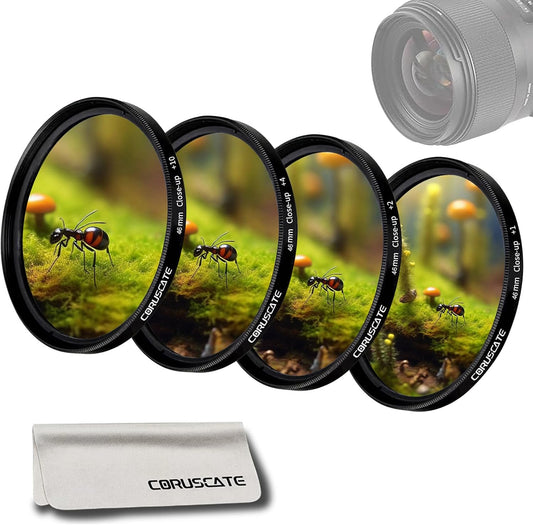 CORUSCATE 46mm 4 Pieces(+1,+2,+4,+10) 46mm Lens+1pcs Close-up Filter Kit Macro Filter Accessory Close-up Lens Filter